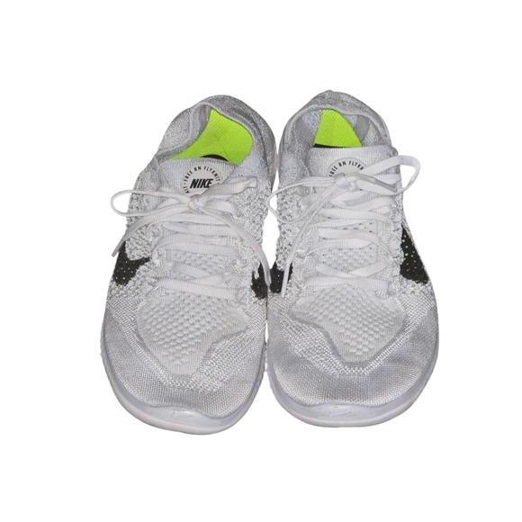 Nike Women's Free RN Flyknit Size 9 White Black Sneaker Shoe Lightweight Comfy - Picture 2 of 7
